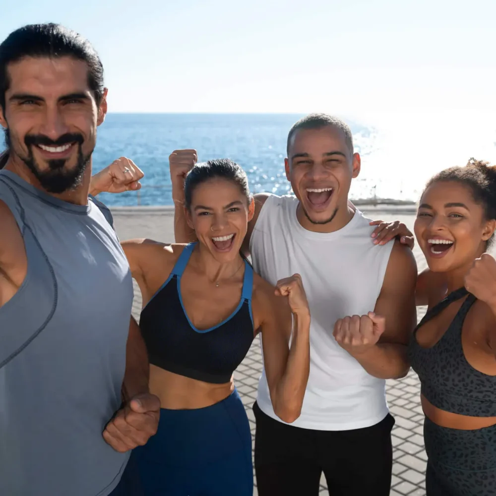 group-people-taking-selfie-while-exercising-together-outdoors